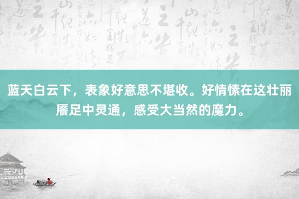 蓝天白云下，表象好意思不堪收。好情愫在这壮丽餍足中灵通，感受大当然的魔力。